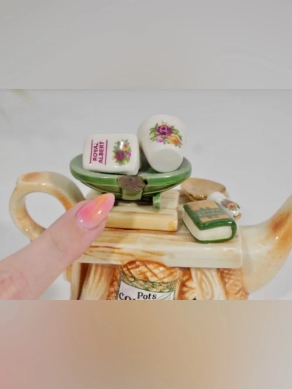 Royal Albert Miniature Tea Pot Figurine Gardener Gardening Potting Collectible